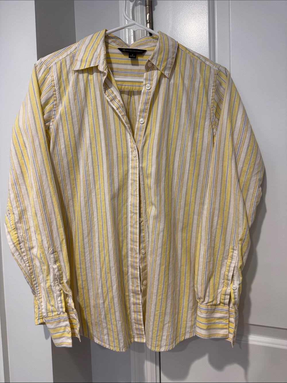 Brooks Brothers Yellow and White Stripe Button-Down Shirt